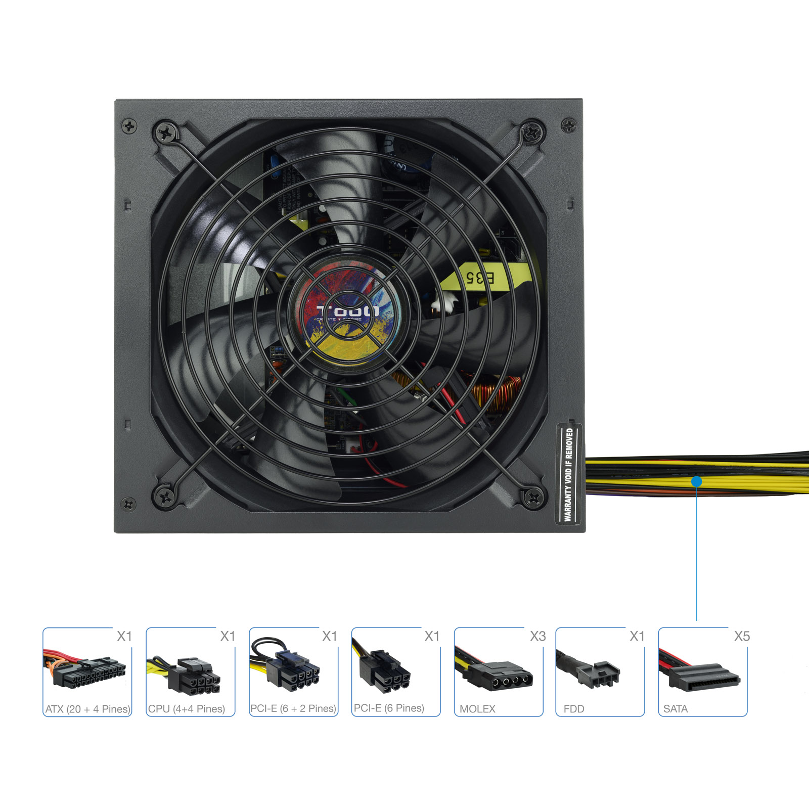 Alimentation Tooq 650W ATX avec PFC actif