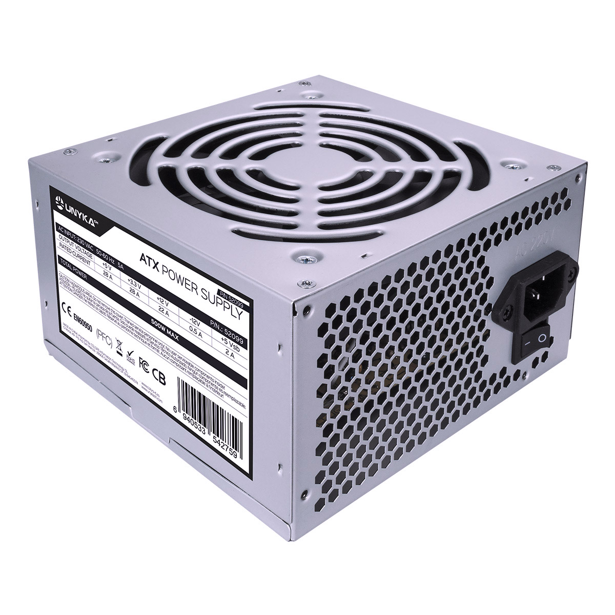 Alimentation Unykach ATX 500W 500W ATX - Ventilateur 120mm