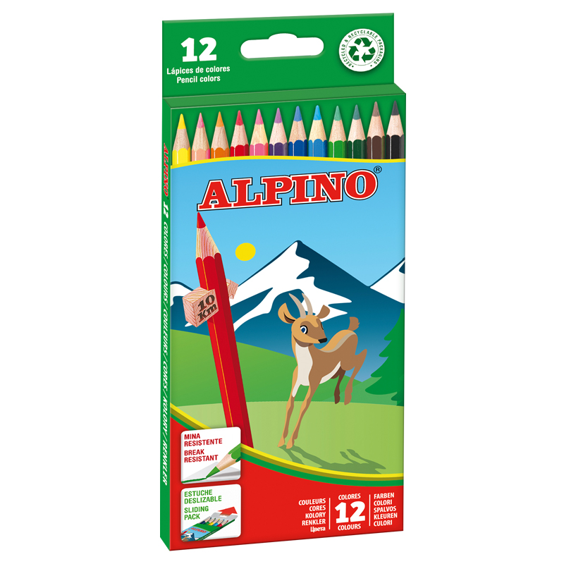 Alpino Lot de 12 crayons de couleur