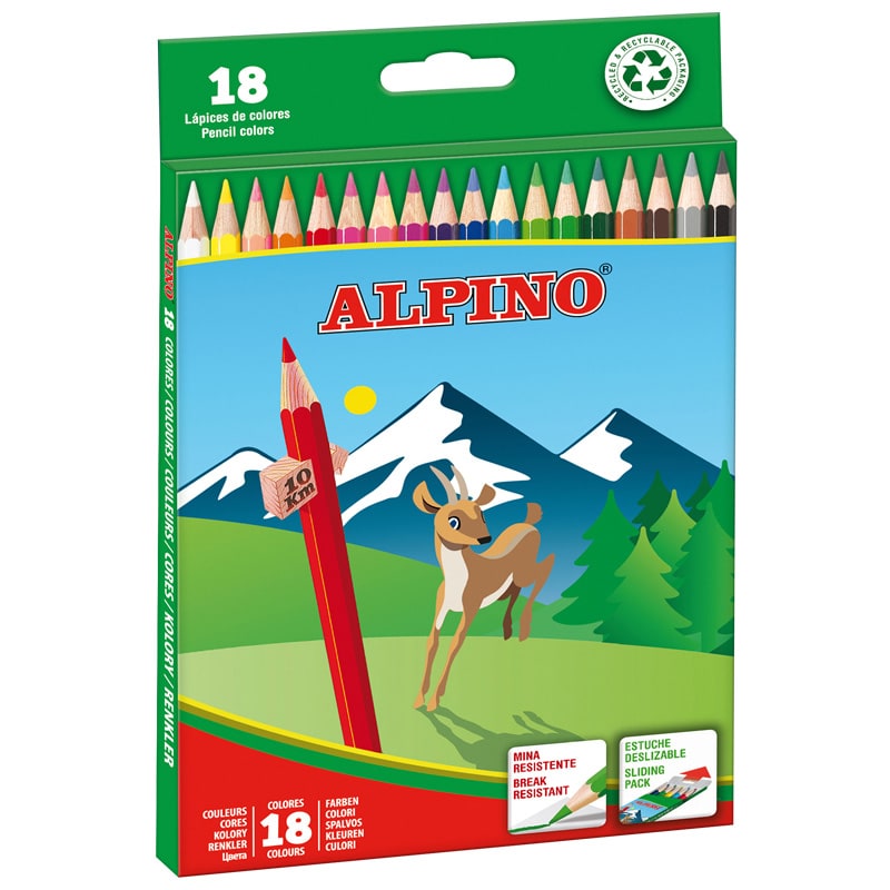 Alpino Lot de 18 crayons de couleur