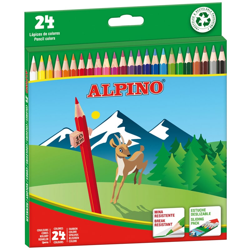 Alpino Lot de 24 crayons de couleur