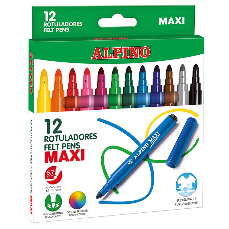 Pack 12 Alpino Maxi Feutres - Couleurs Vives