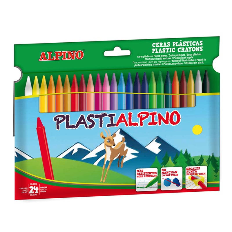 Alpino Lot de 24 Crayons PlastiAlpino - Couleurs Vives