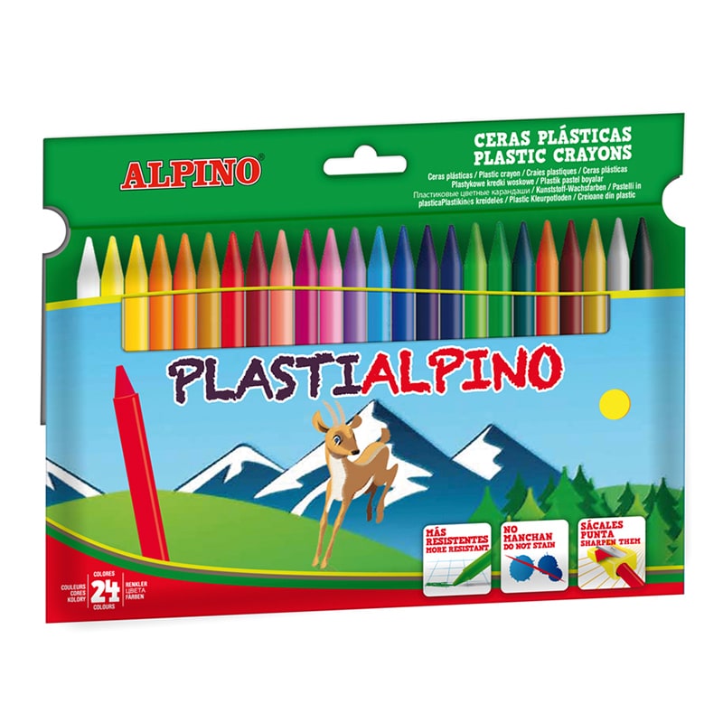 Alpino Lot de 24 Crayons PlastiAlpino - Couleurs Vives