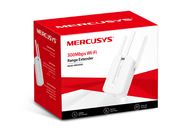 Amplificateur Répéteur Réseau WiFi Mercusys - Jusqu'à 300Mbps - Technologie MIMO - Bouton WPS - 3 Antennes Externes