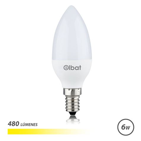✓ Ampoule LED Elbat C37 6W E14 480lm - 3000K Lumière Chaude