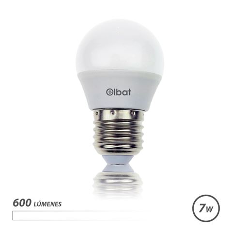 Ampoule LED Elbat - Puissance : 7W - Lumens : 600 - Type de lumière : Lumière blanche 4000K - Culot : E27 - Angle : 220º - Dimensions : 45X78mm - 30 000 Heures de Vie - 15 000 Éclairages - Couleur Blanc