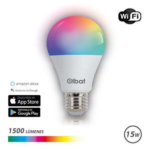 ✓ Ampoule LED Elbat Smart Wi-Fi A65 E27 15W 1500lm RVB