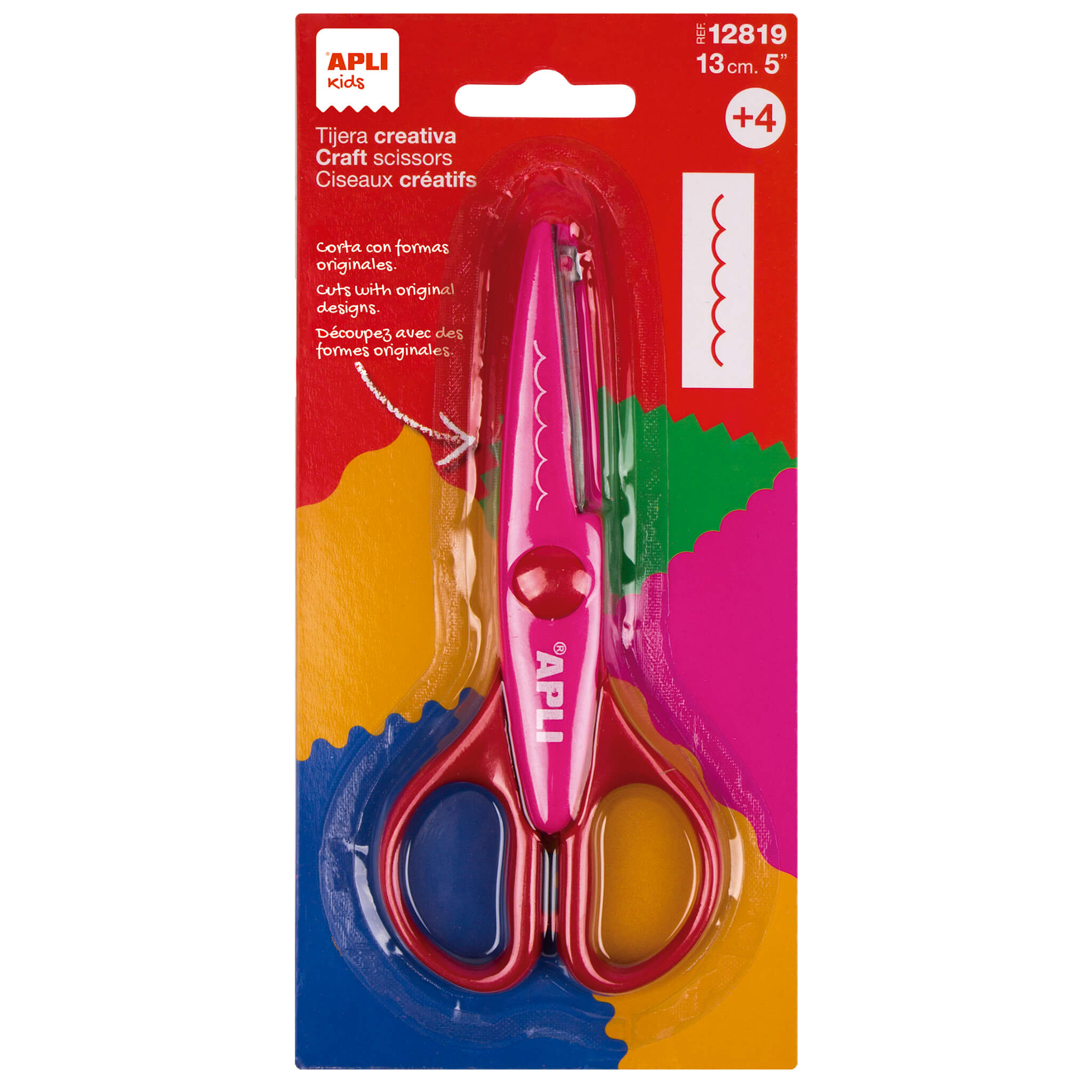 Apli Ciseaux Créatifs 13cm - Dentelés - Ergonomiques - Rose