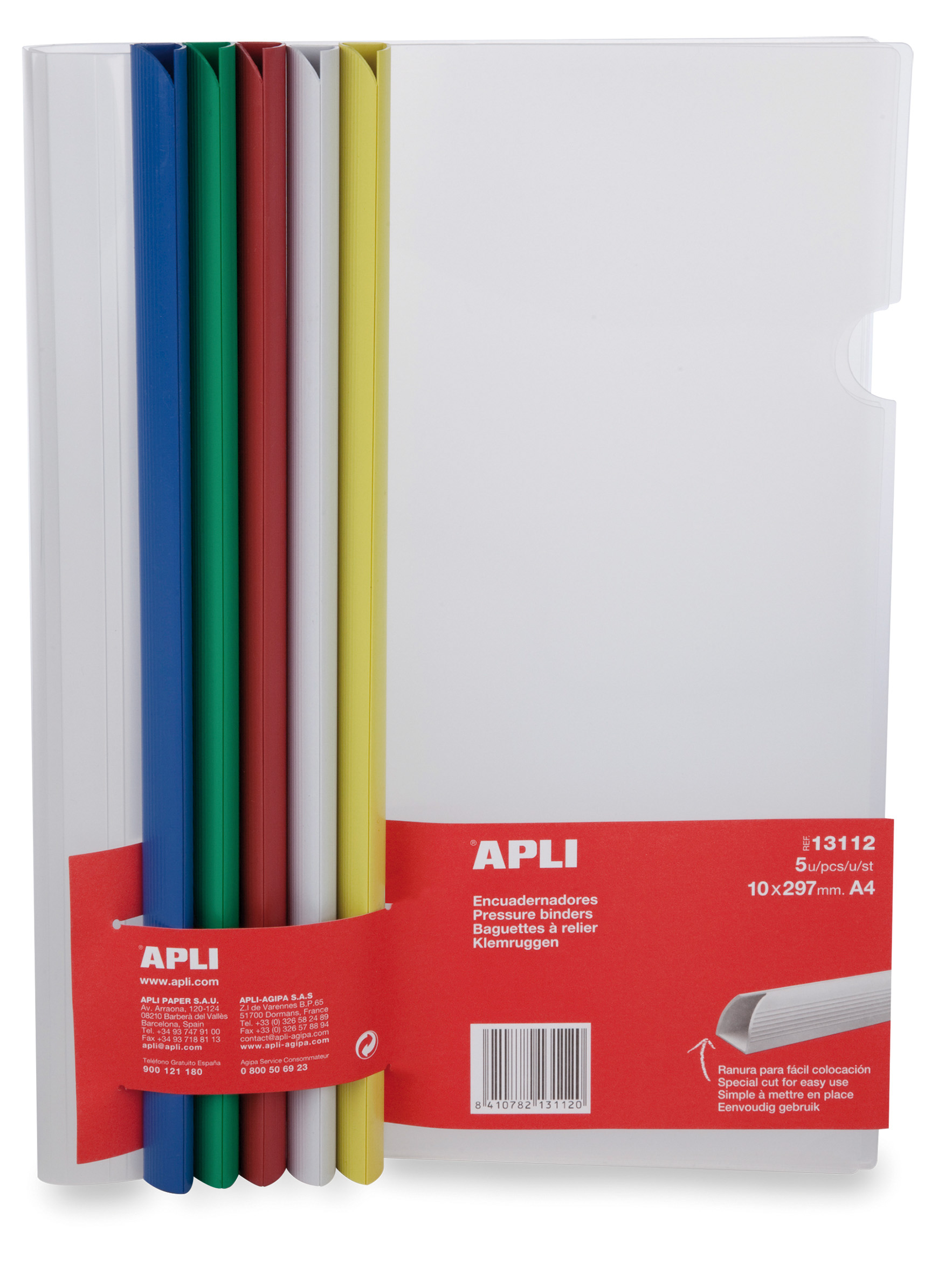 Lot de 5 Reliures colorés + couverture transparente