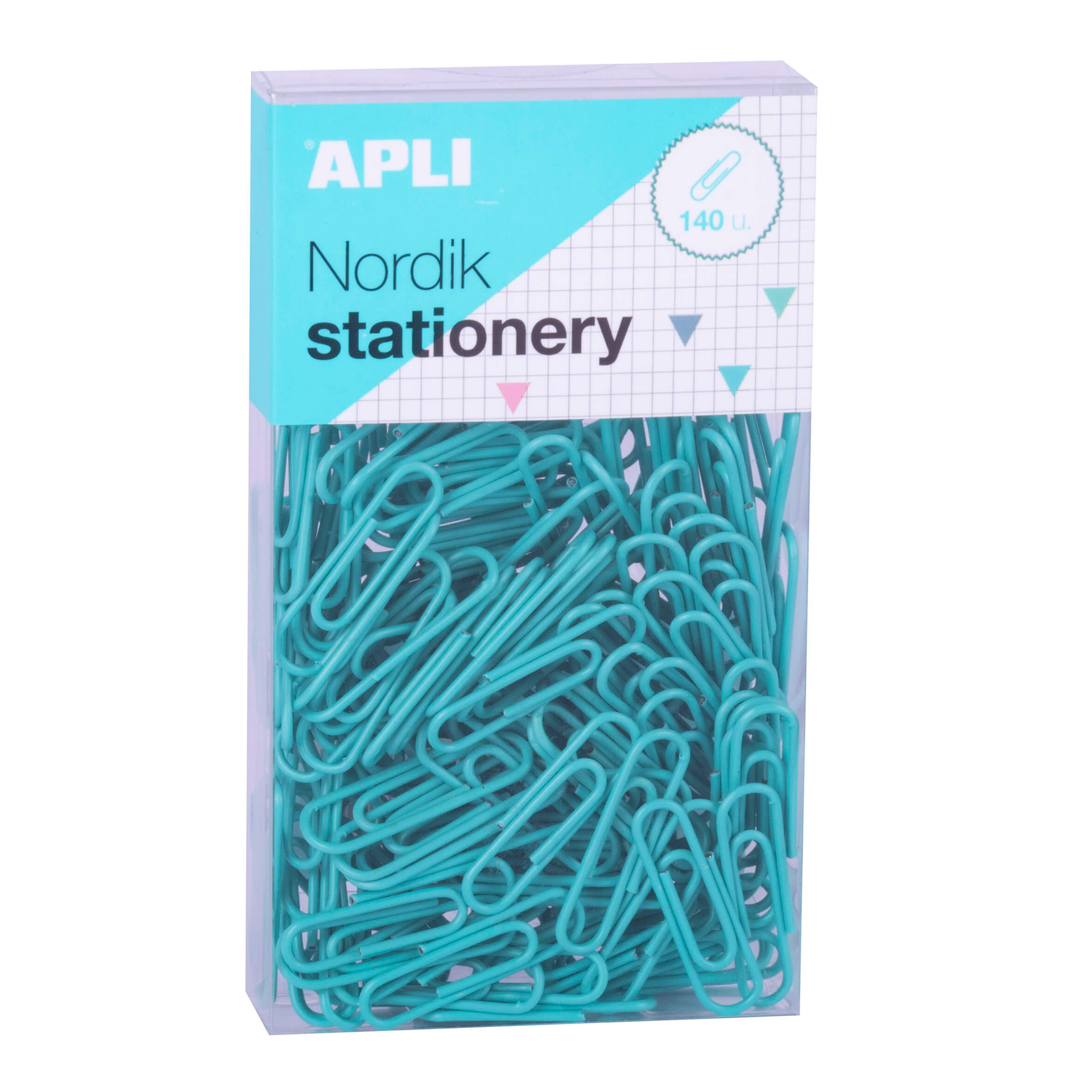 Apli Clips Nordik Pastel - 28mm - 140 Clips par Boîte - 12 Boîtes (3 Couleurs) - Eurohole pour Accrocher - Rose, Lilas, Bleu et Turquoise