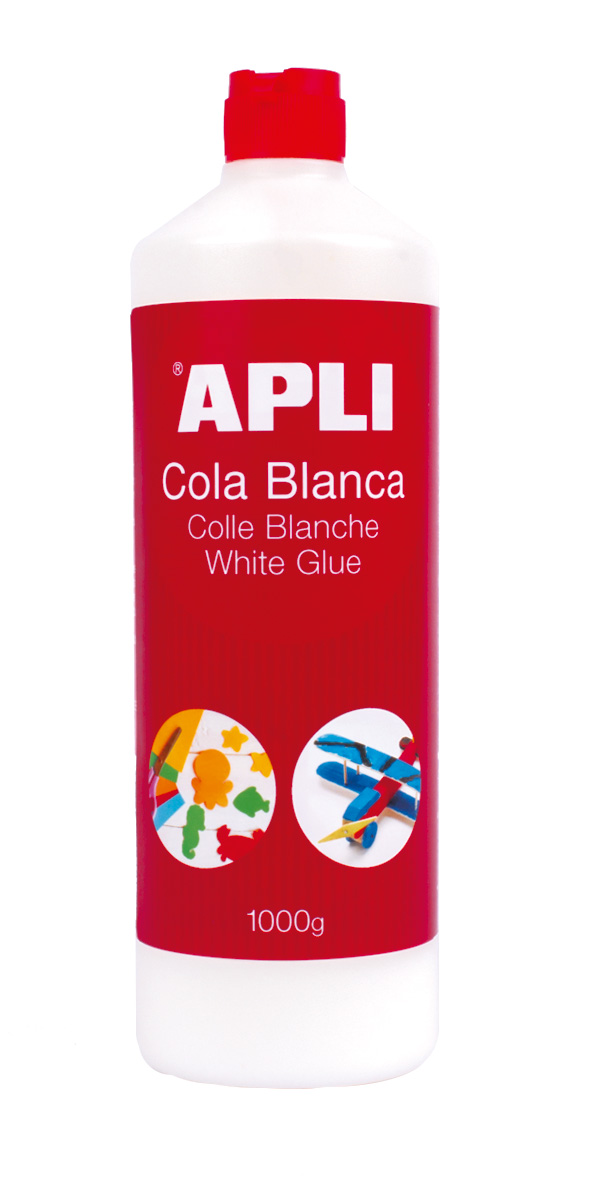 Apli Cola Blanca - 1000g - Séchage rapide - Résistant à l'eau - Idéal pour l'artisanat et le travail scolaire Blanc