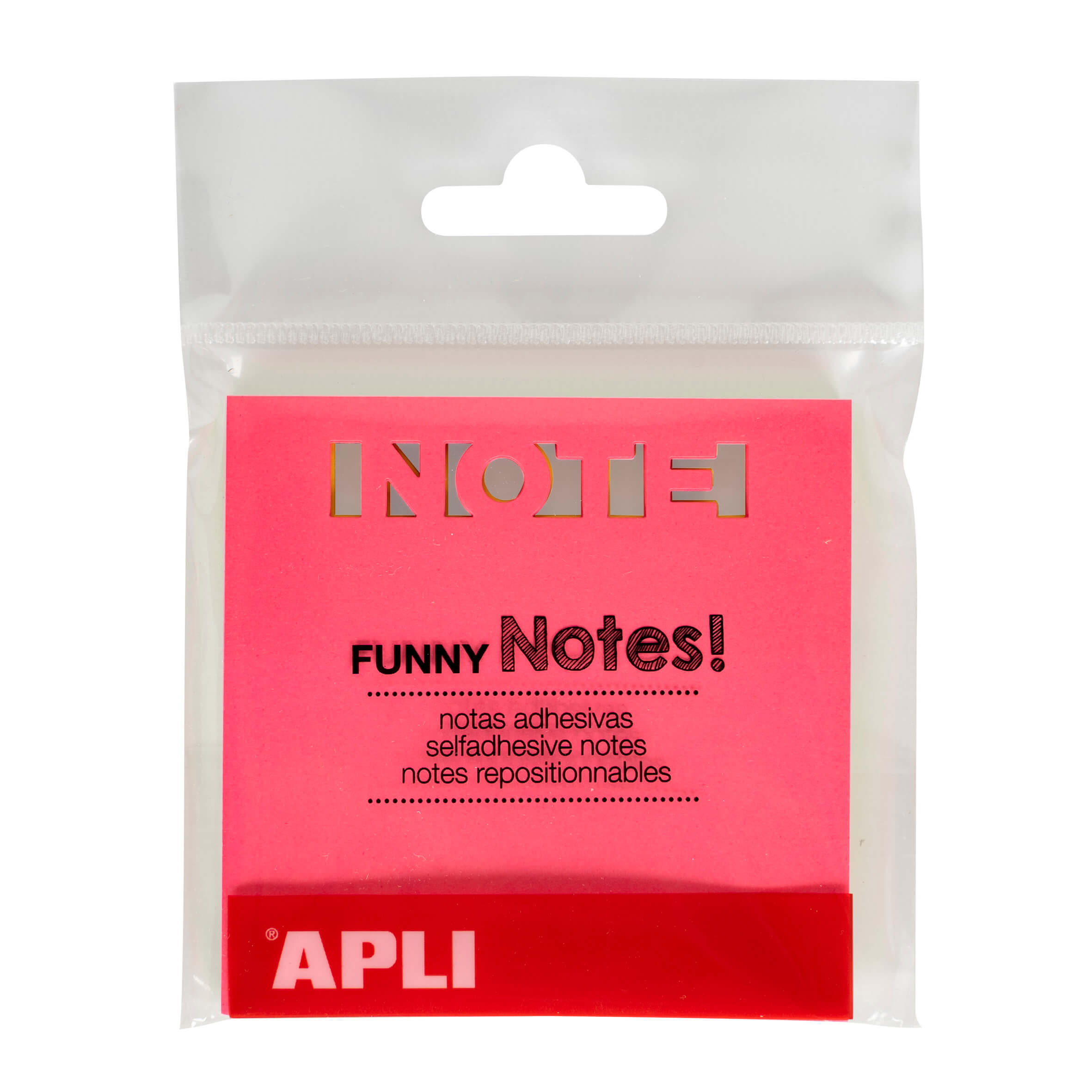 Apli - Notes Adhésives perforées "NOTE"  - 75x75mm Bloc 75 Feuilles - 3 Couleurs Fluo Assorties