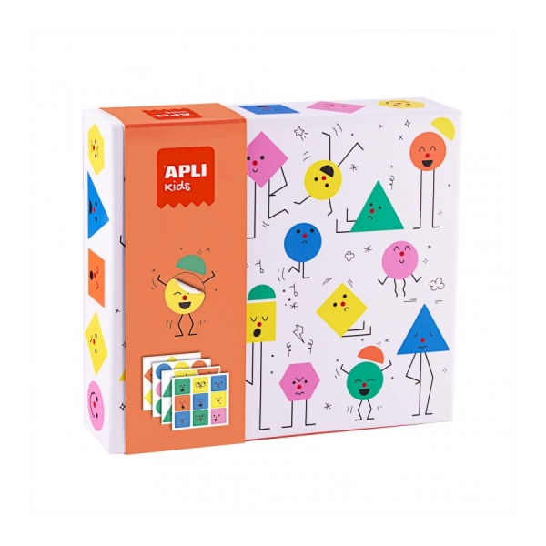 Apli Emotions Jeux de Gomets Géométriques - Didactique - Amovible - Comprend Feuilles et Exemples - Stimule la Pensée Psychomotrice et Mathématique - Recommandé à partir de 3 ans