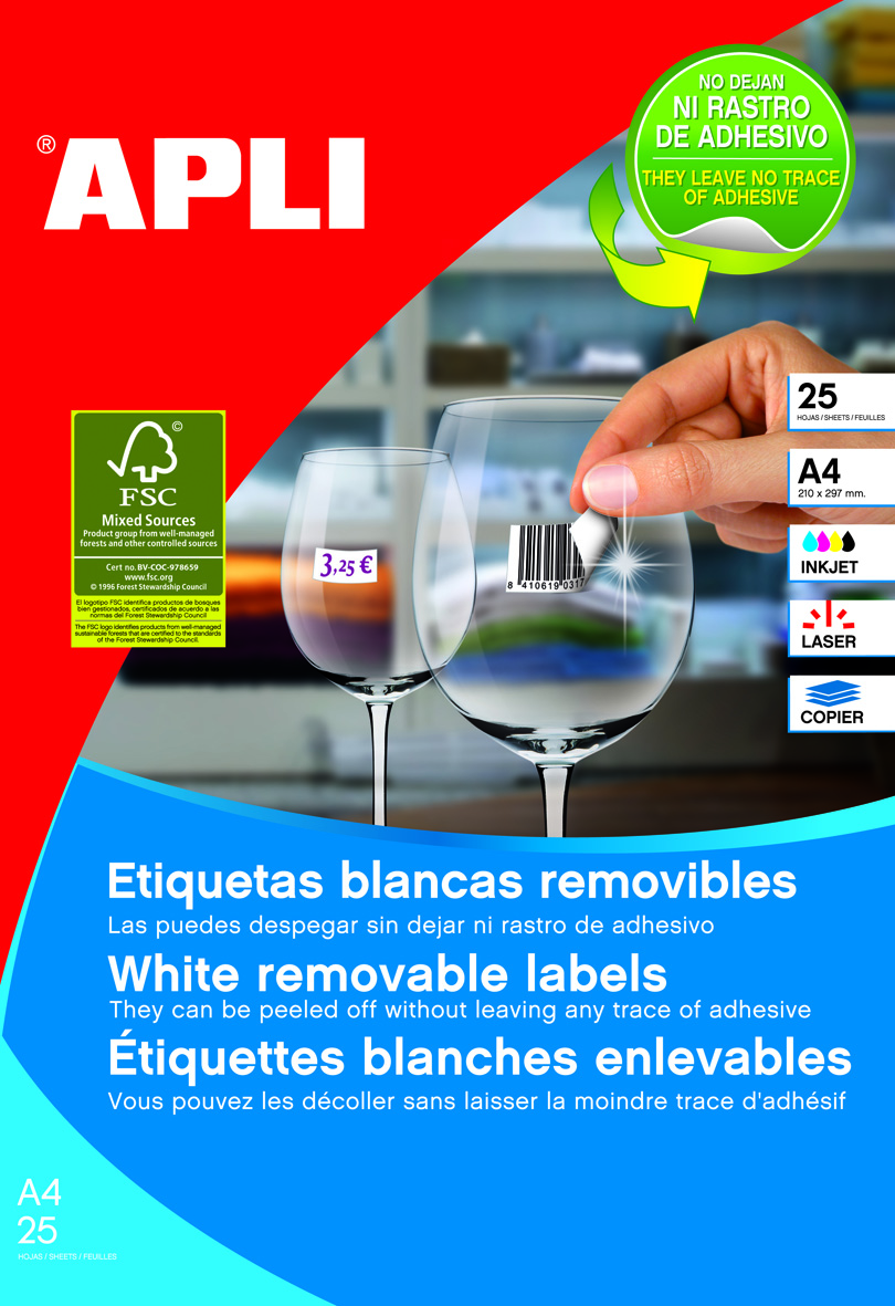 Apli Étiquettes Blanches Amovibles 17,8 x 10,0 mm 25 Feuilles