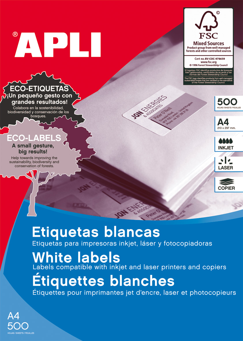 Apli étiquettes blanches permanentes 105,0 x 35,0 mm 500 feuilles