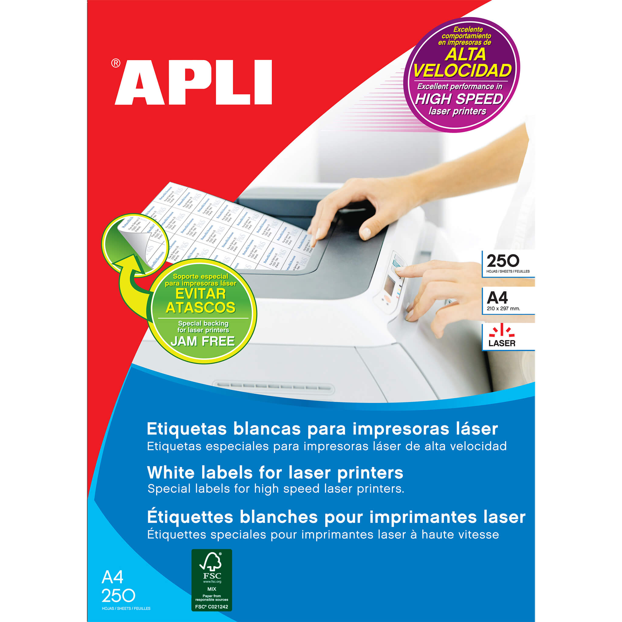 Apli étiquettes blanches permanentes pour laser 105,0 x 148,0 mm 250 feuilles