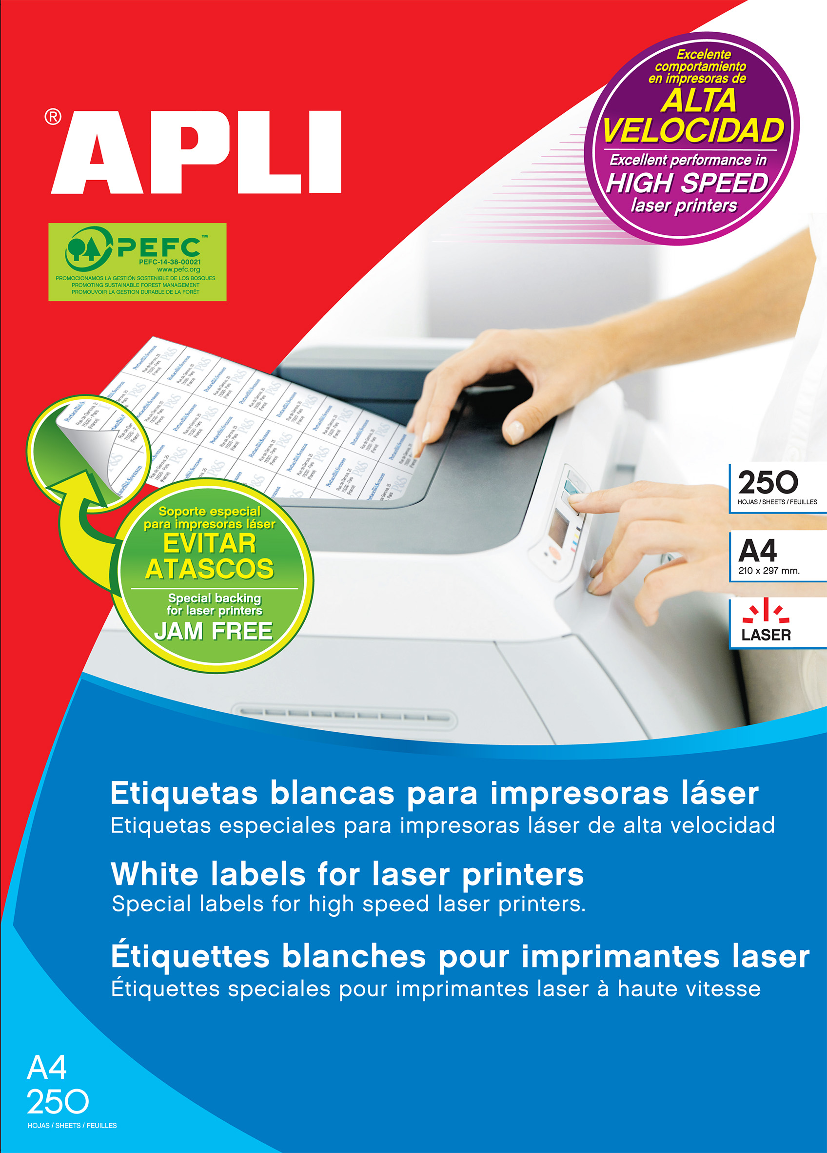 Apli étiquettes blanches permanentes pour laser 105,0 x 35,0 mm 250 feuilles