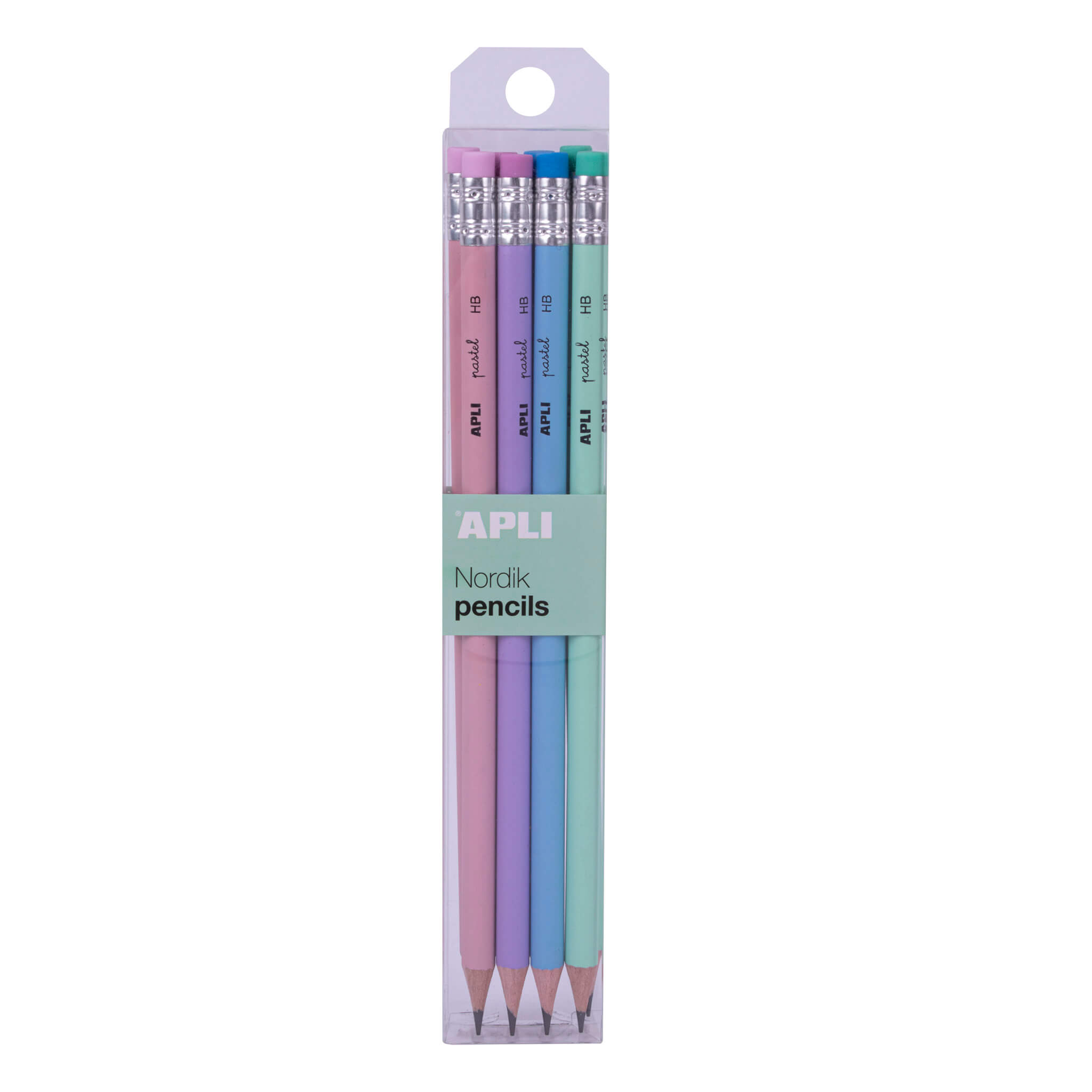 Lot de 8 crayons graphite HB Apli couleurs pastel