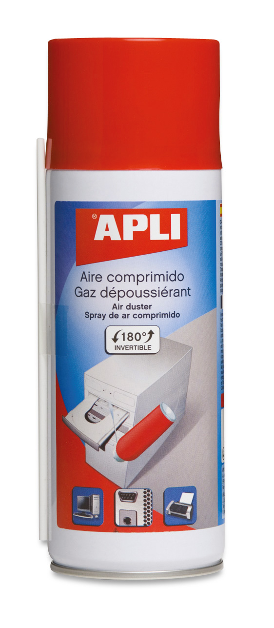 Apli Inversible Air Comprimé Spray - 200ml - Pression Extra Forte pour un Nettoyage Supérieur - Tube Prolongateur pour Endroits Difficiles - Idéal pour les Equipements Electroniques