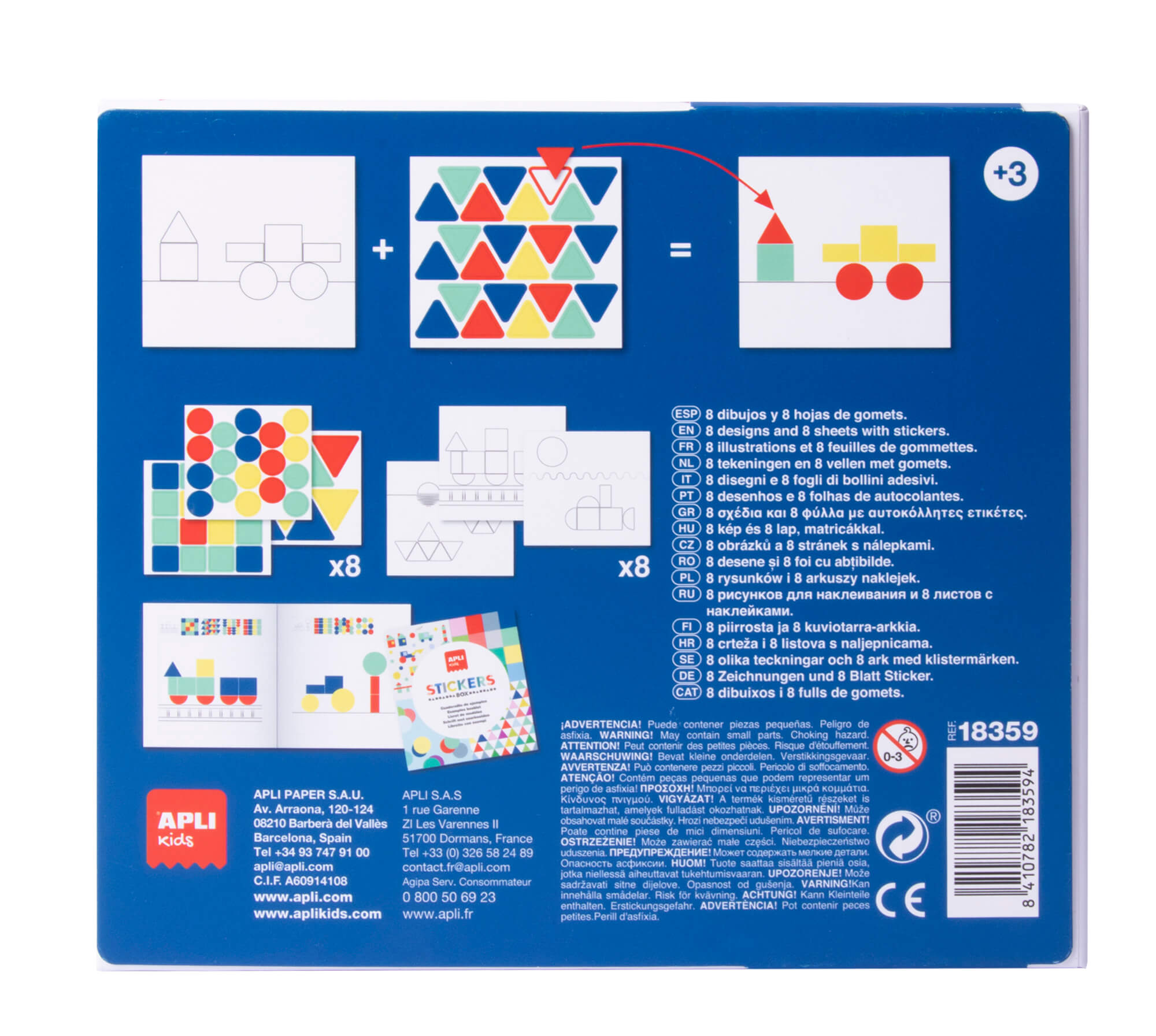 Apli Kids Jeux d'Autocollants Véhicules - Feuilles Illustrées 200G - Autocollants Géométriques Amovibles - Haute Valeur Pédagogique - Design Boite Carton Exclusif - Recommandé pour les Enfants à partir de 3 Ans