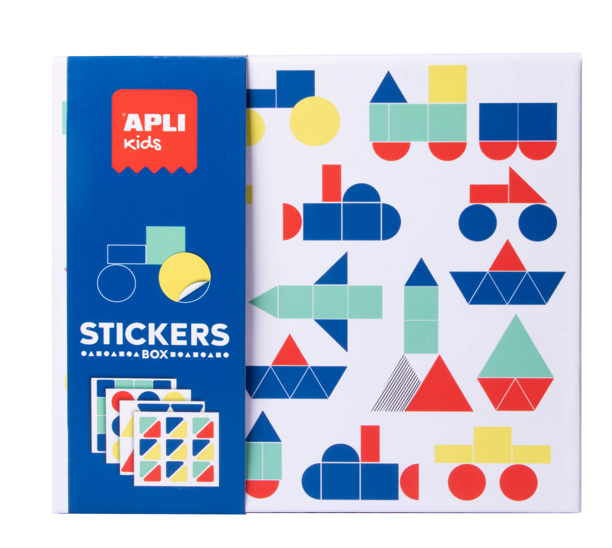 Apli Kids Jeux d'Autocollants Véhicules - Feuilles Illustrées 200G - Autocollants Géométriques Amovibles - Haute Valeur Pédagogique - Design Boite Carton Exclusif - Recommandé pour les Enfants à partir de 3 Ans