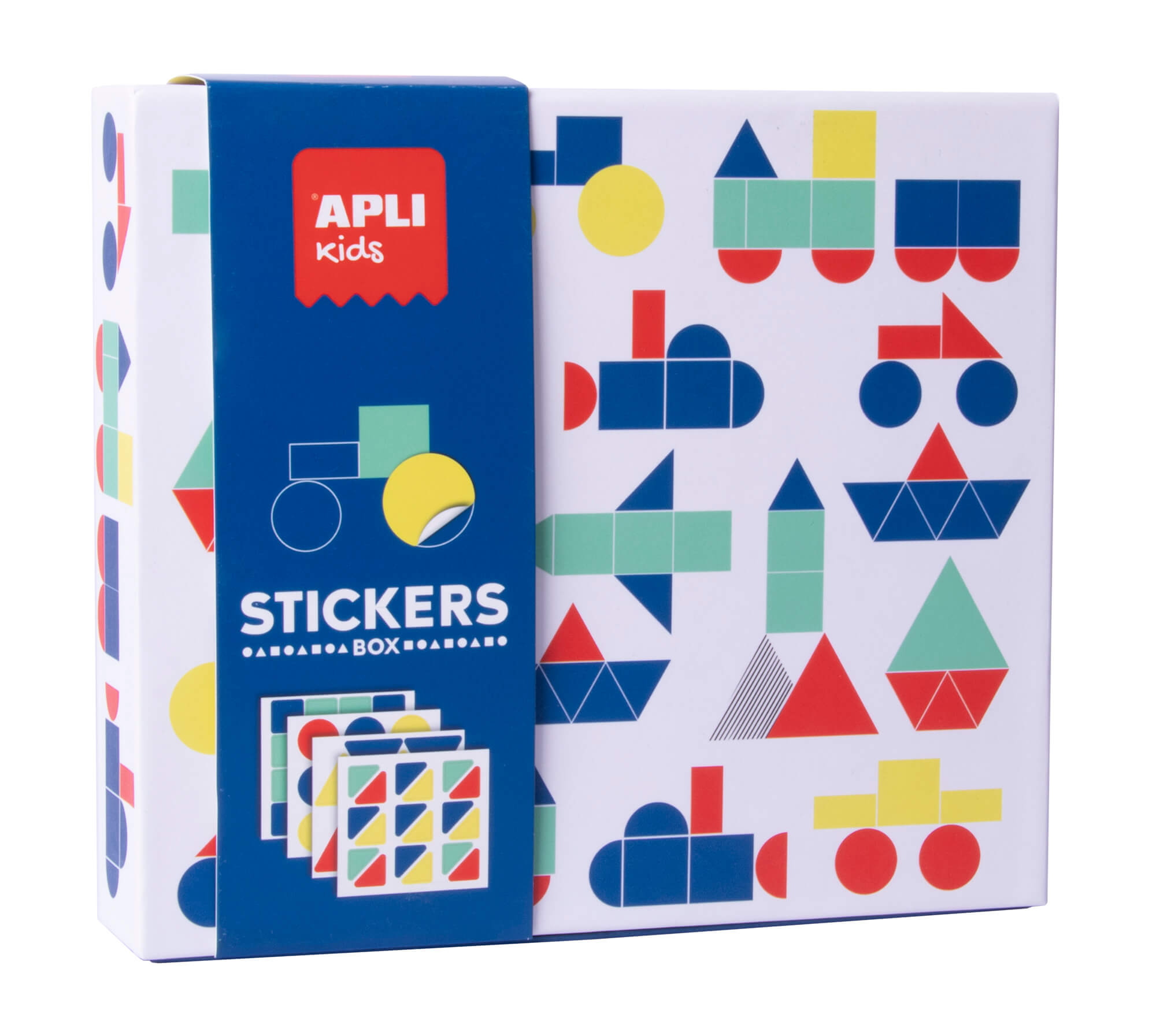 Apli Kids Jeux d'Autocollants Véhicules - Feuilles Illustrées 200G - Autocollants Géométriques Amovibles - Haute Valeur Pédagogique - Design Boite Carton Exclusif - Recommandé pour les Enfants à partir de 3 Ans