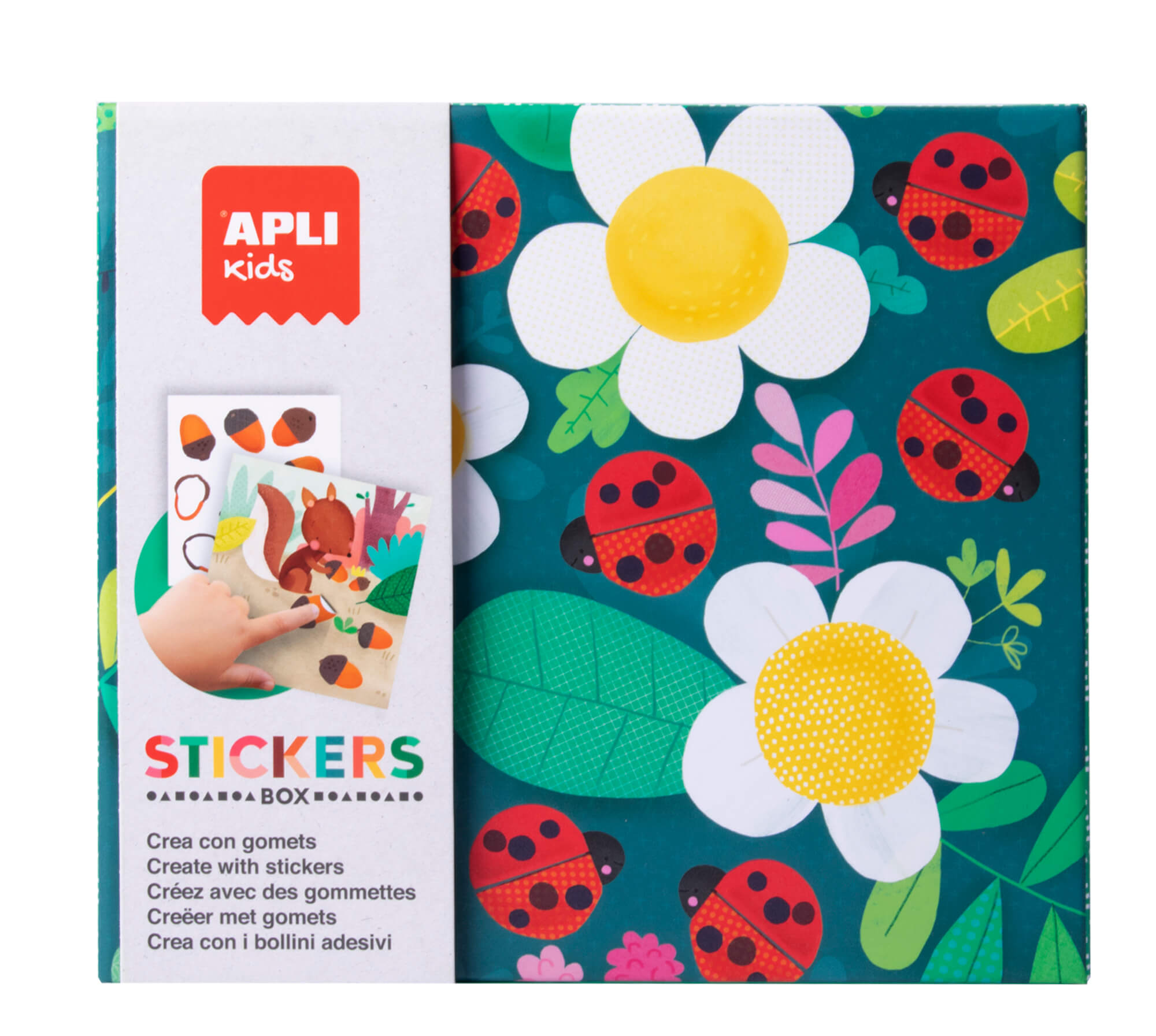 Apli Kids Ladybug Eraser Games - 8 Feuilles Illustrées de 200G - 8 Feuilles de Gommes Géométriques Amovibles - Haute Valeur Pédagogique - Boîte en Carton au Design Exclusif - Coloré