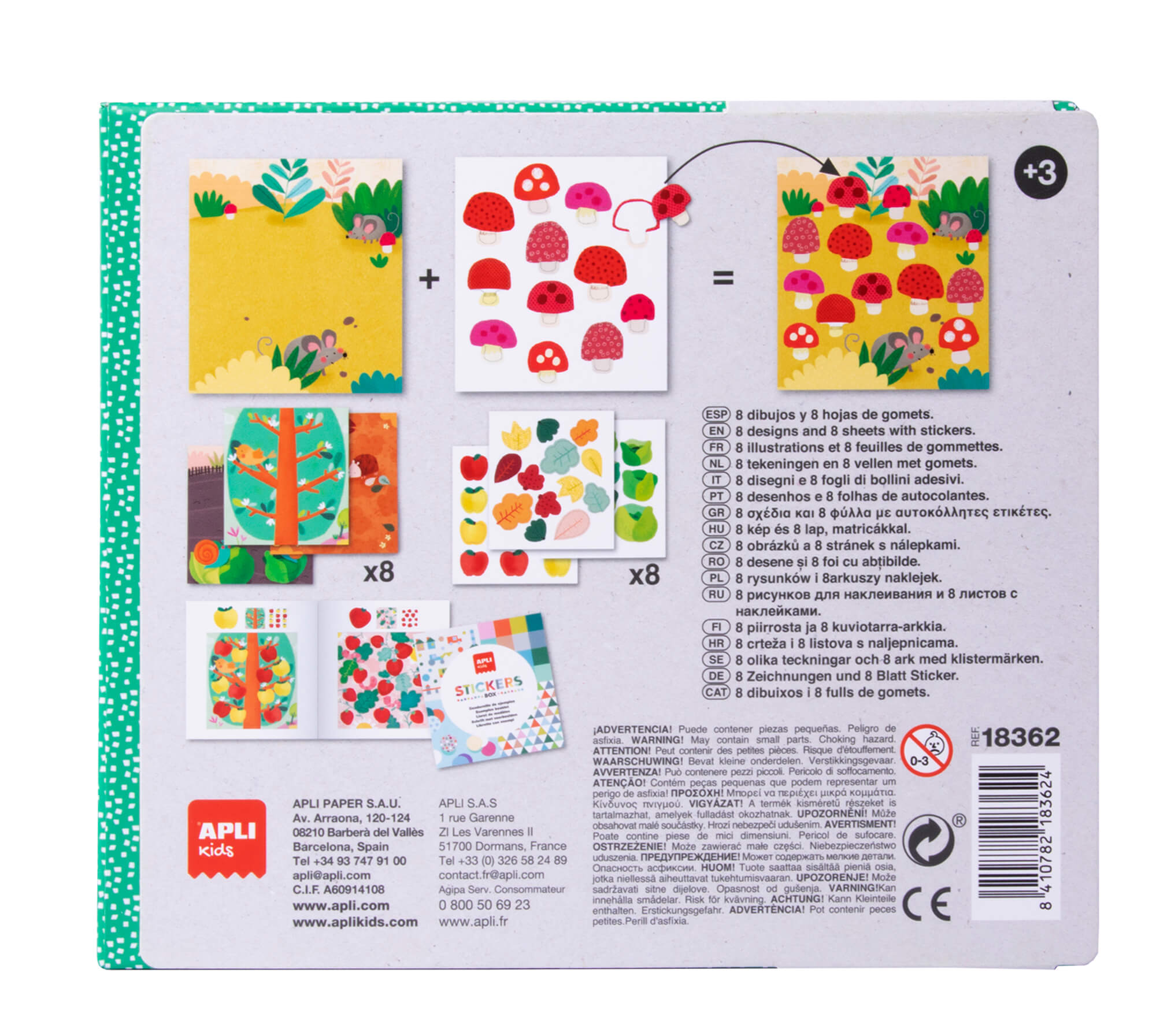 Apli Kids Ladybug Eraser Games - 8 Feuilles Illustrées de 200G - 8 Feuilles de Gommes Géométriques Amovibles - Haute Valeur Pédagogique - Boîte en Carton au Design Exclusif - Coloré