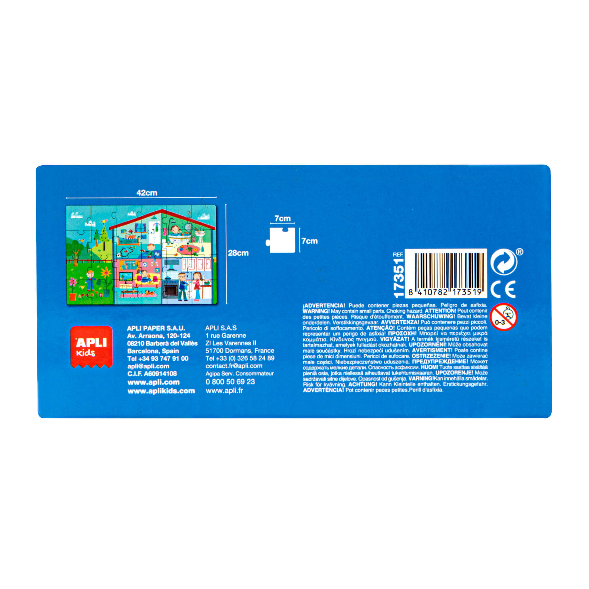 Apli Kids Puzzle House Interior - 24 Pièces de 7x7cm - Design Exclusif pour Enfants, Coloré, Clair et Simple - Pièces Résistantes et Sûres - Coloré