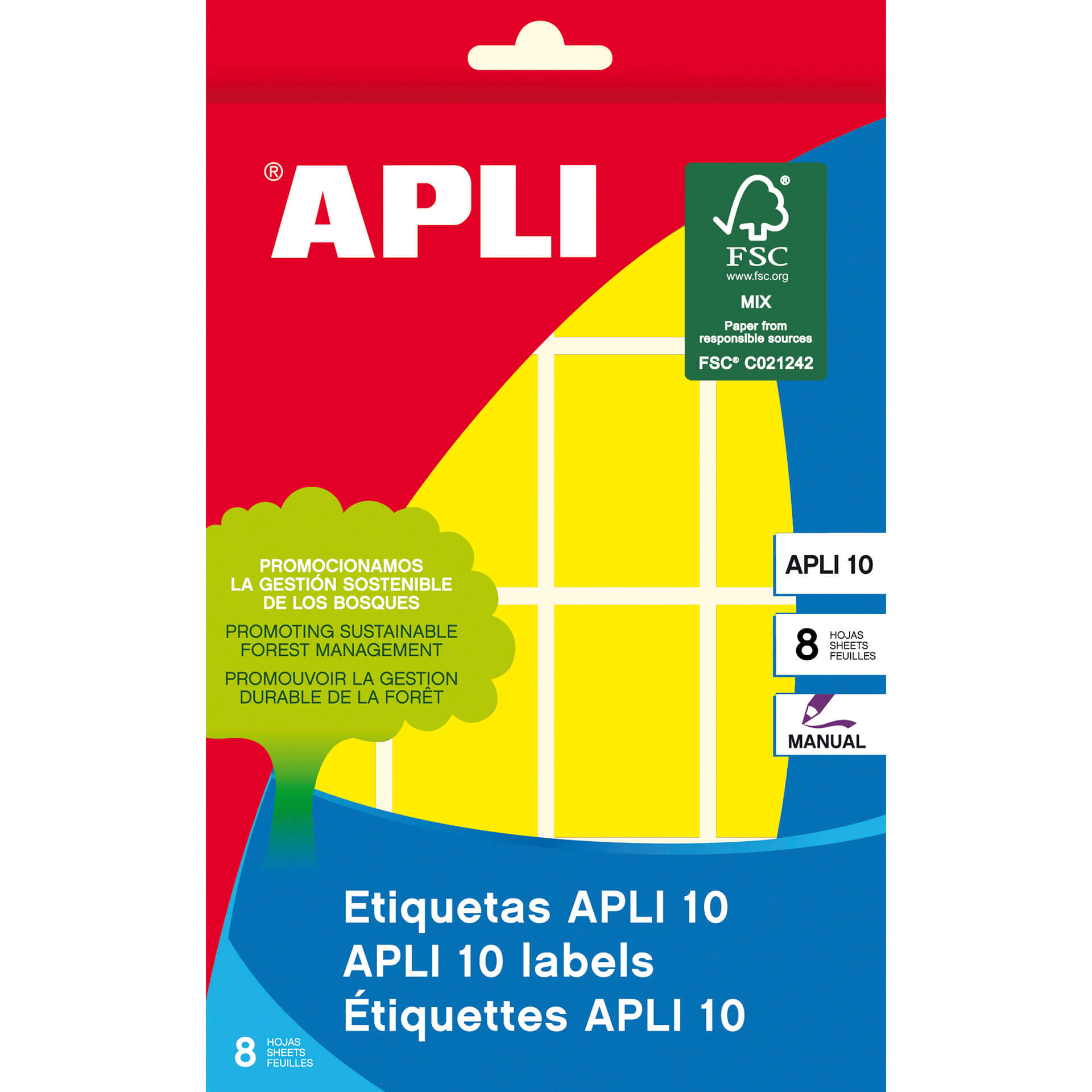 Apli Labels 10 Jaune 25 x 40mm 8 Feuilles