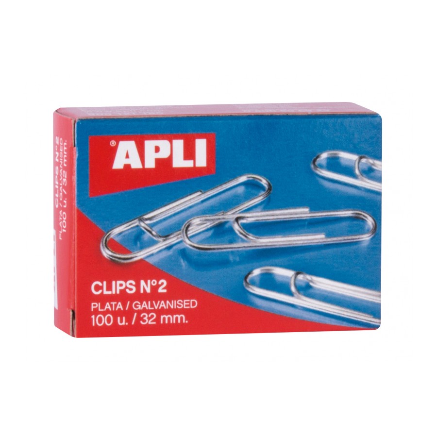 Apli Lot de 100 trombones Galvanisés nº2 32 mm