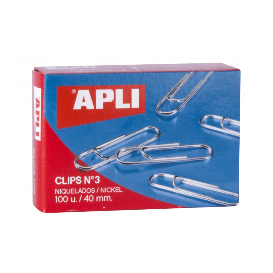 Apli Lot de 100 trombones Nickelés nº3 40 mm