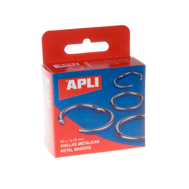 Apli Lot de 20 Anneaux Articulés Métal Ø25 mm