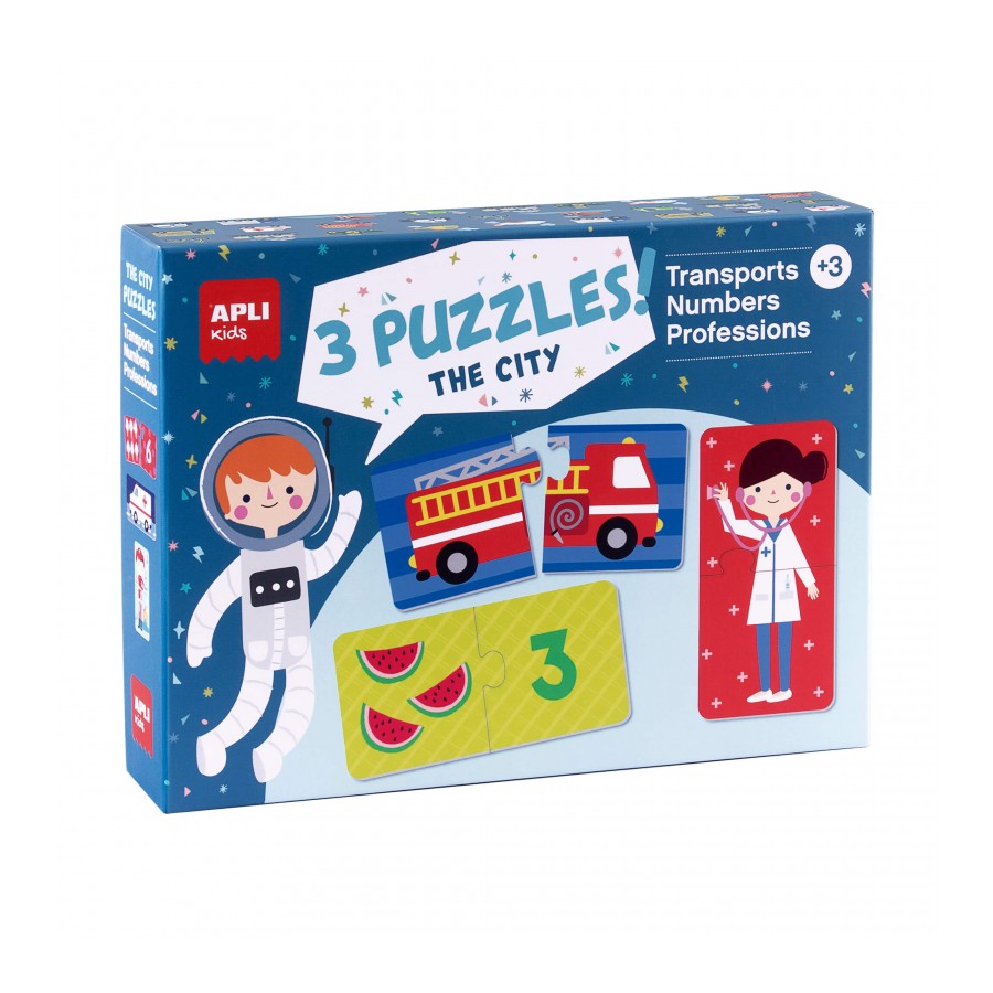 Apli Lot de 3 Puzzles Thématiques, 72 Pièces