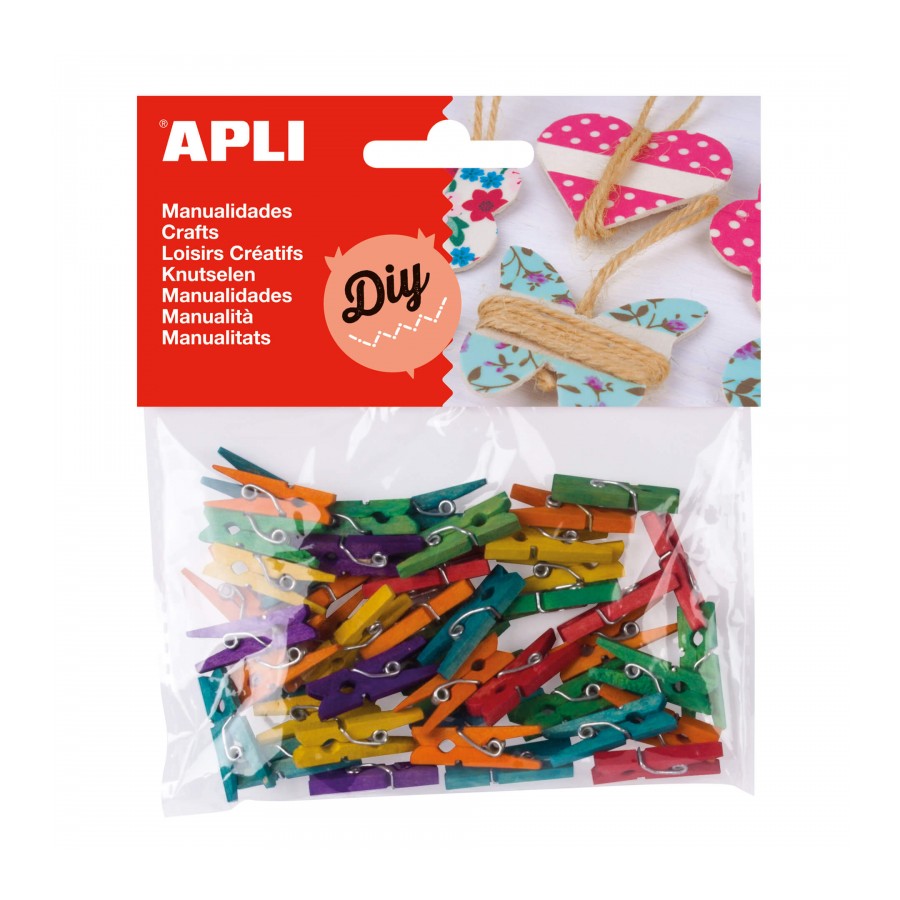 Apli Lot de 45 Mini Pinces à Linge Bois