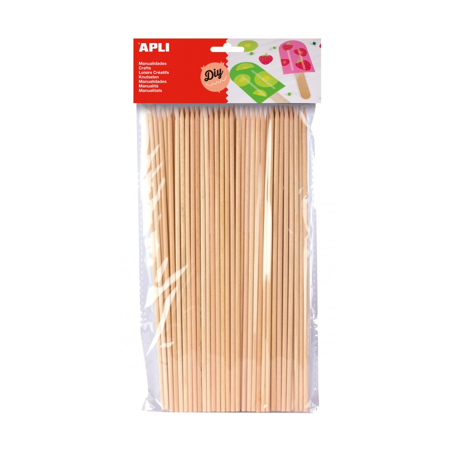 Apli Lot de 50 Bâtonnets Bois Naturel