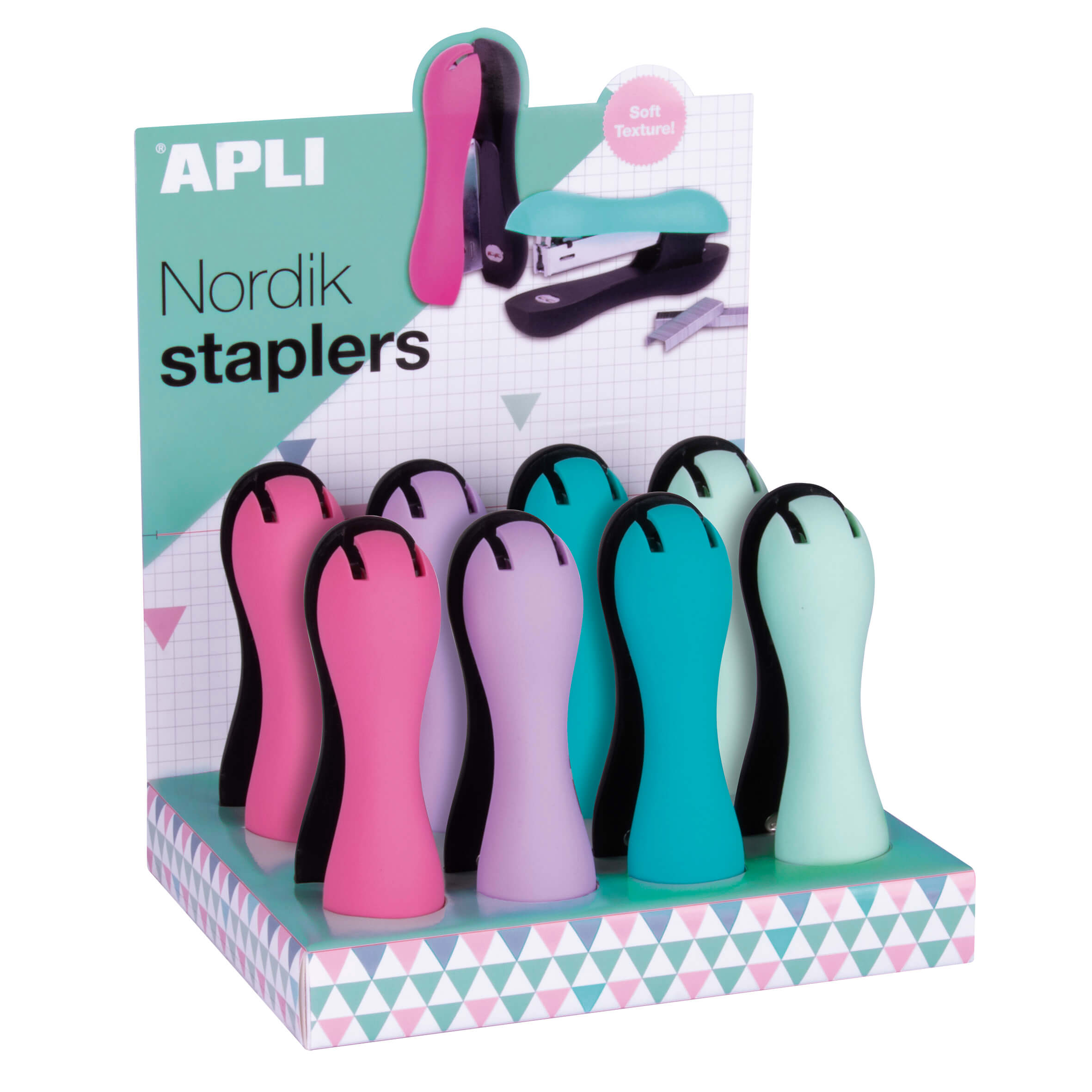 Apli Nordik Collection Agrafeuse Souple Ergonomique - Agrafes N°22/6-24/6 - Capacité de 40 Feuilles - Lot de 8