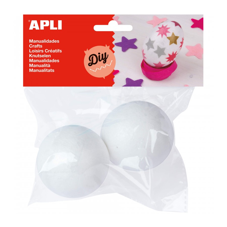  Apli Pack 2 Billes Porexpan Ø60mm, Blanches