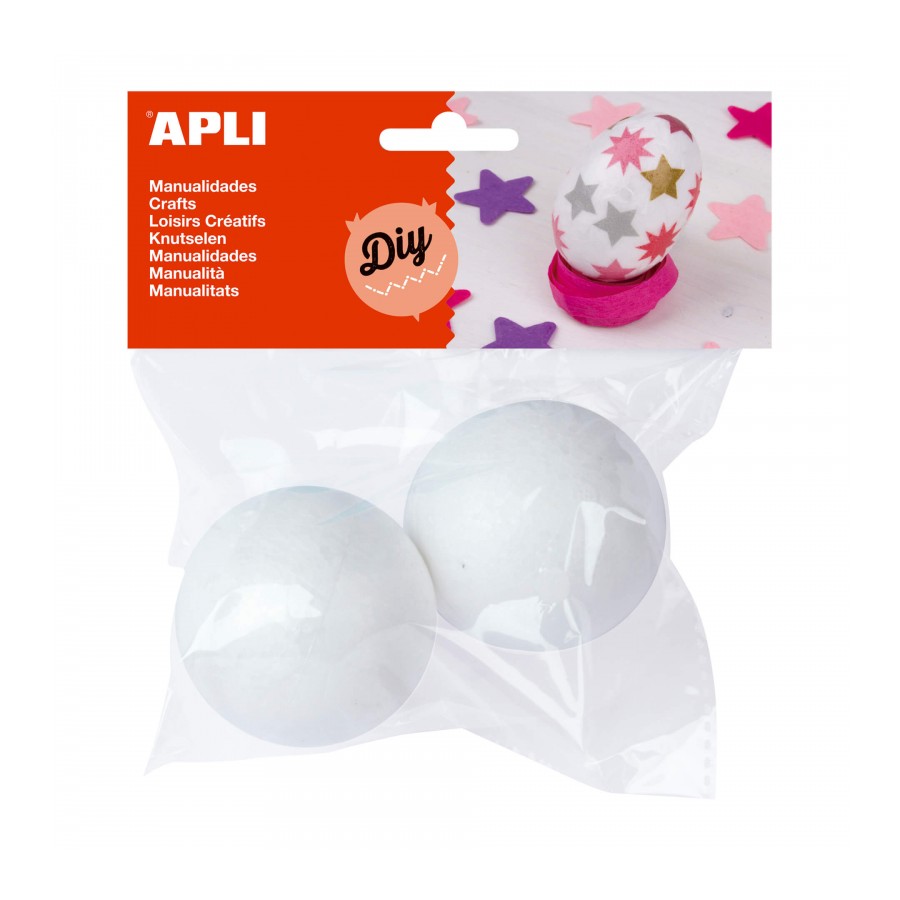  Apli Pack 2 Billes Porexpan Ø70mm, Blanches