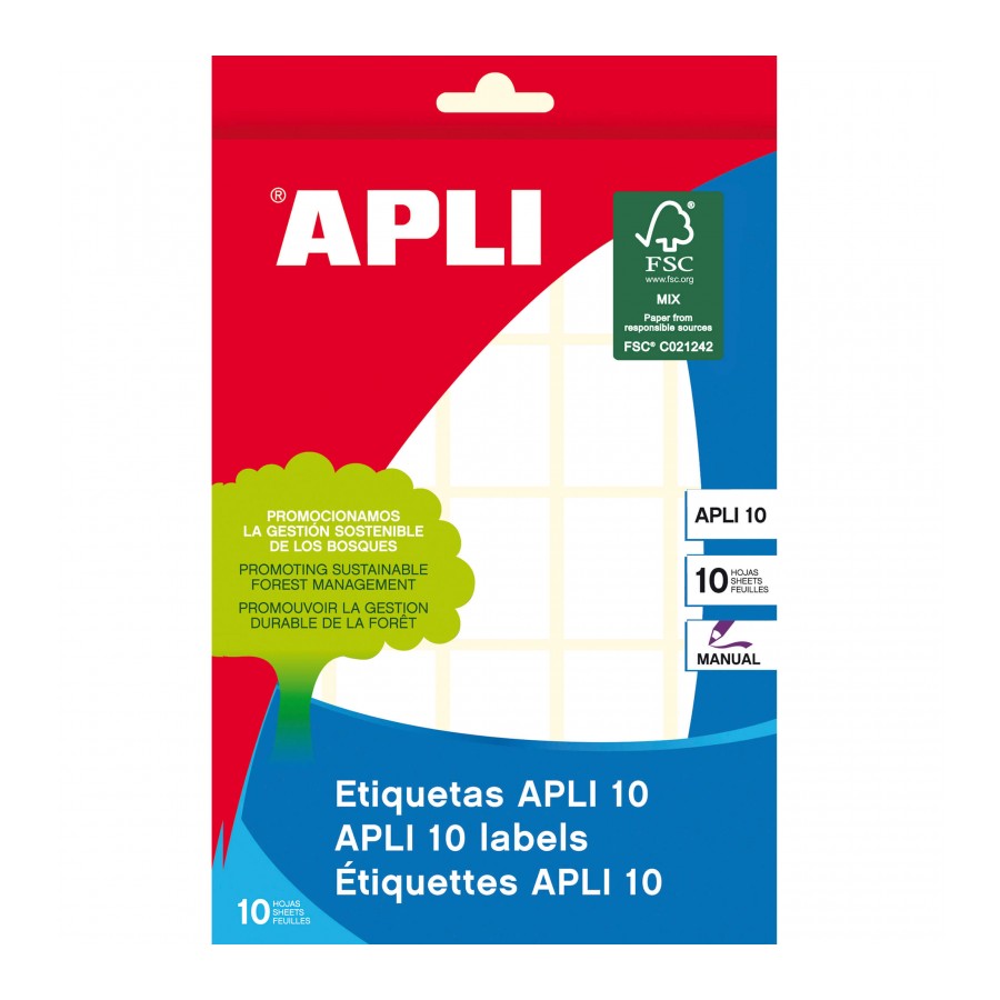 Apli Pack de 250 Etiquettes Permanentes Blanches 19x27mm - Adaptées à l'Ecriture Manuelle