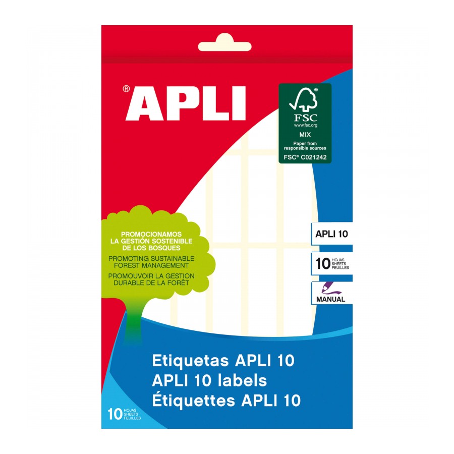 Apli Pack de 280 Etiquettes Permanentes Blanches 13x40mm - Adaptées à l'Ecriture Manuelle