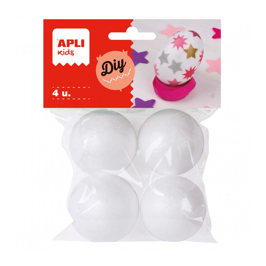  Apli Pack 4 Billes Porexpan Ø45mm, Blanches