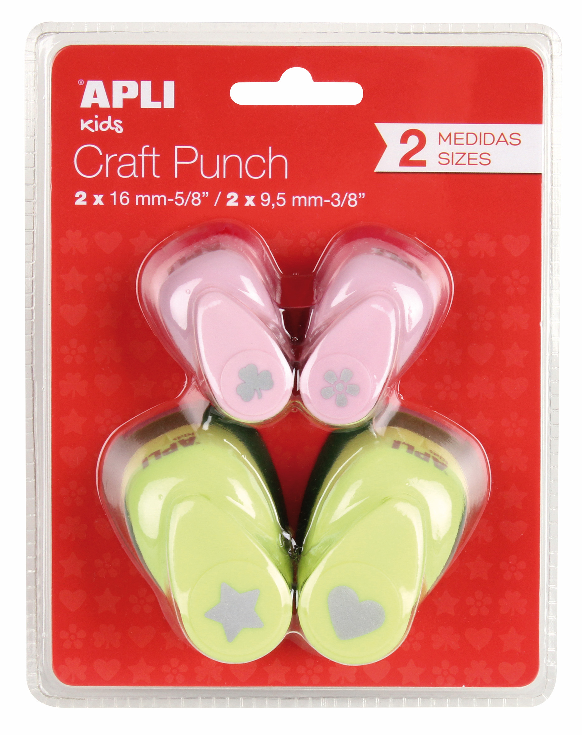 Apli Pack 4 Perfos Assortis - Étoile, Coeur, Trèfle, Fleur - Haute Qualité - Papier, Carton - Dépôt Papier - Déco (lot de 4)