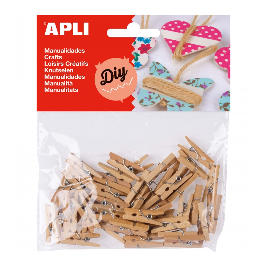  Apli Pack 45 Mini Pinces à Linge Bois