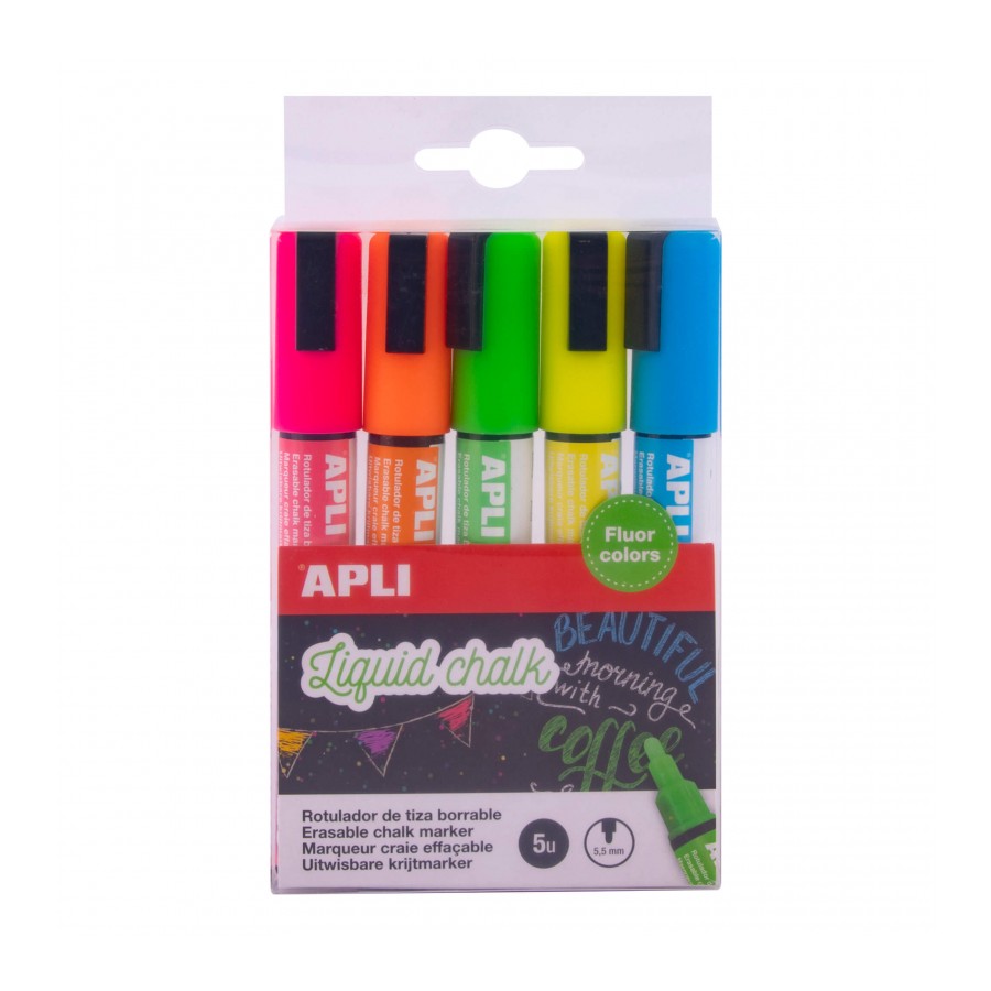 ✓ Apli 5 Marqueurs Craie Liquide 5,5 mm couleur en stock