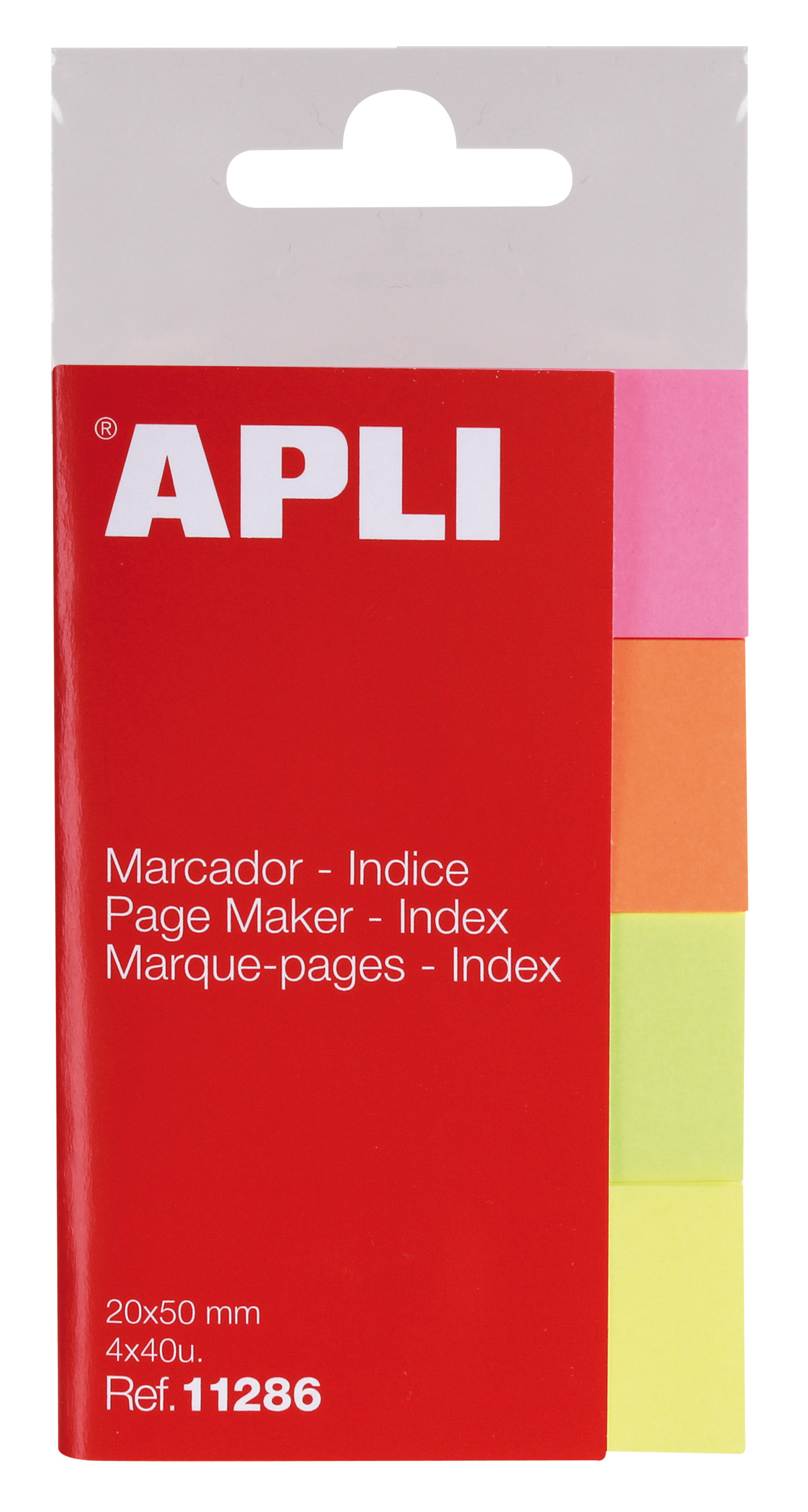 Apli Papier Adhésif Index 50x20mm - 4 Couleurs - 40 Feuilles par Couleur - Facile à Décoller - Organisez Vos Documents - Multicolore