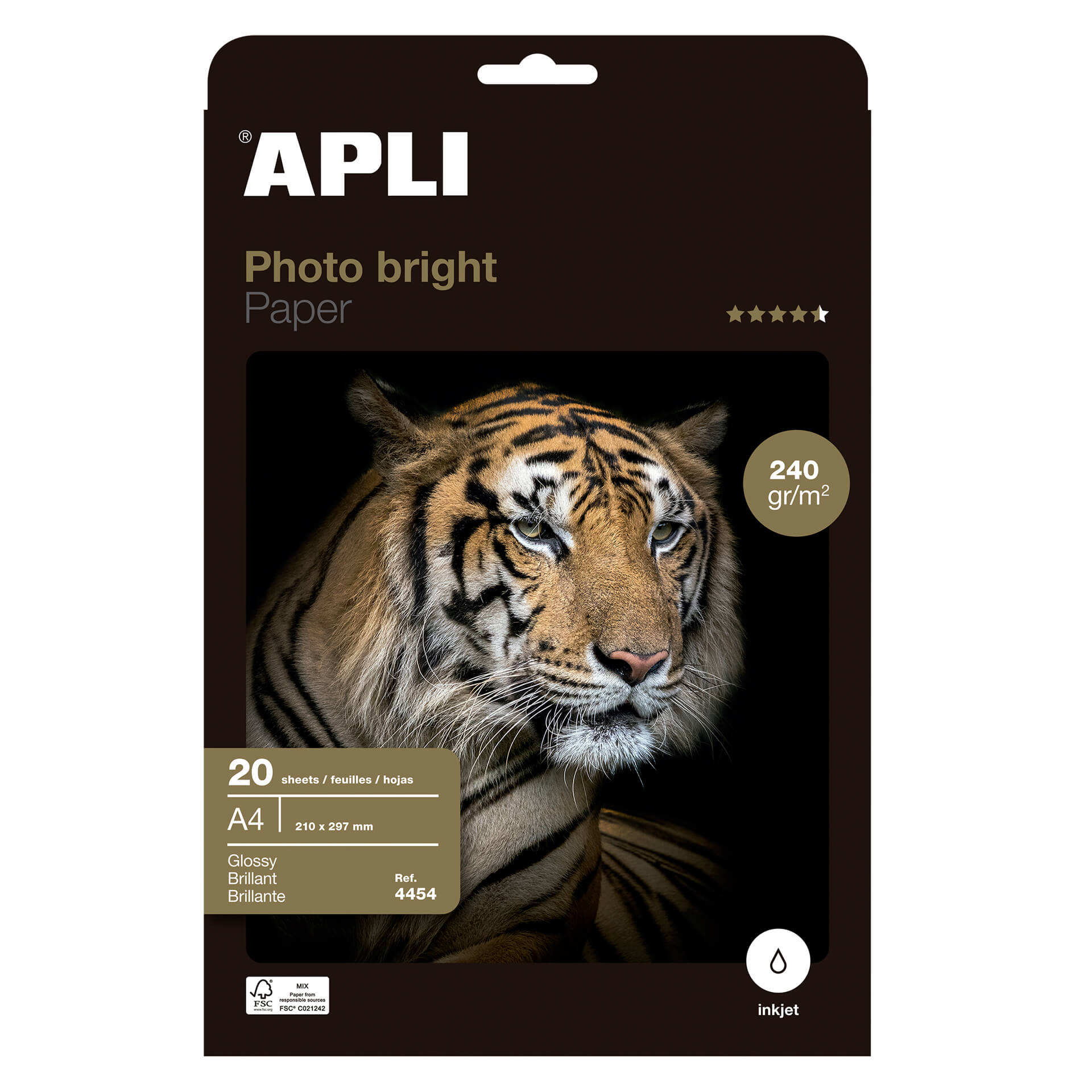 Apli Papier Photo Photobright A4 240g 20 Feuilles