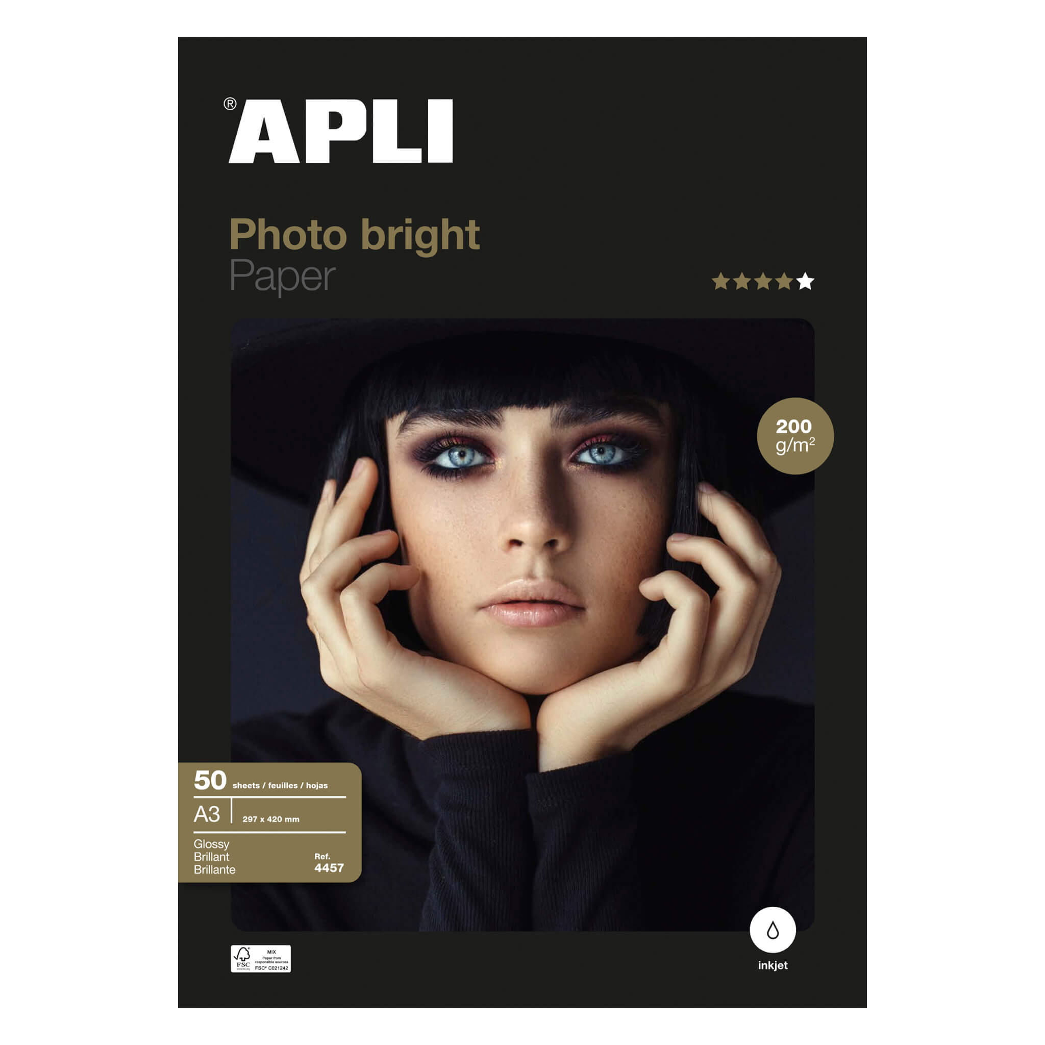 Apli Photobright Papier Photo A3 200g 50 Feuilles