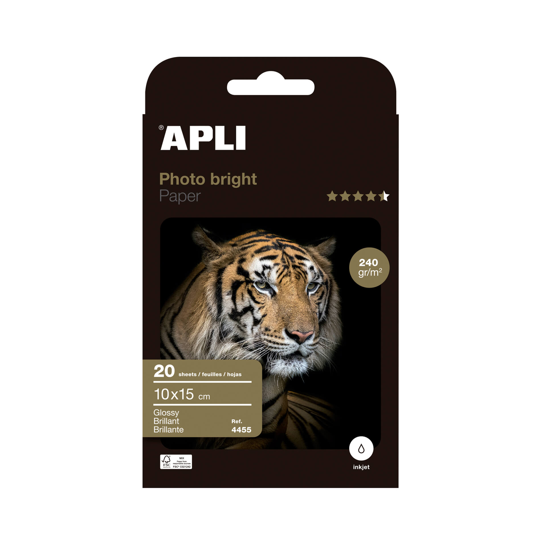 ✓ Apli Photobright Papier Photographique 10 x 15 cm 240g 20